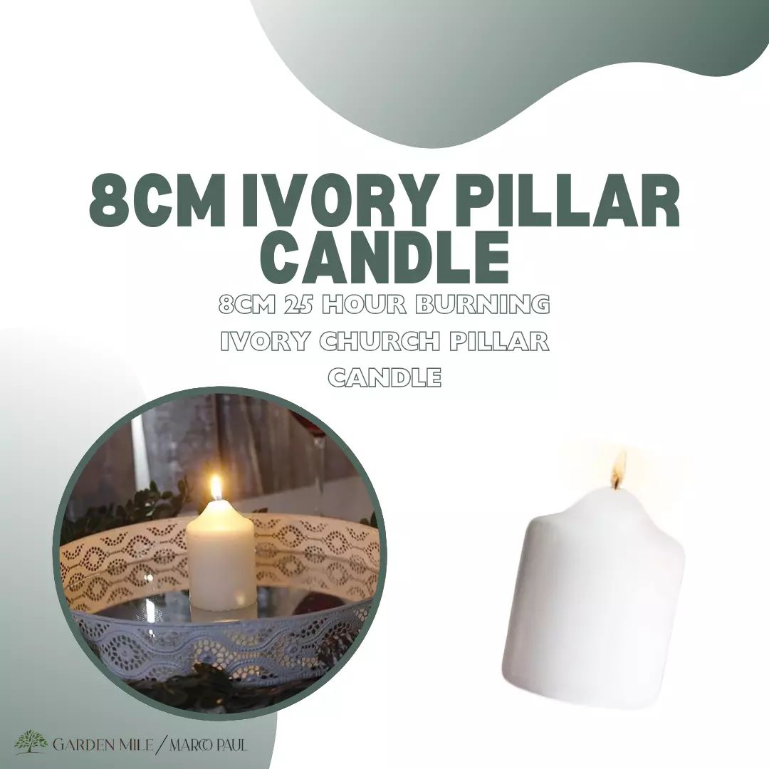 Marco Paul 8cm Ivory Unscented Pillar Candle Long Burning image 4