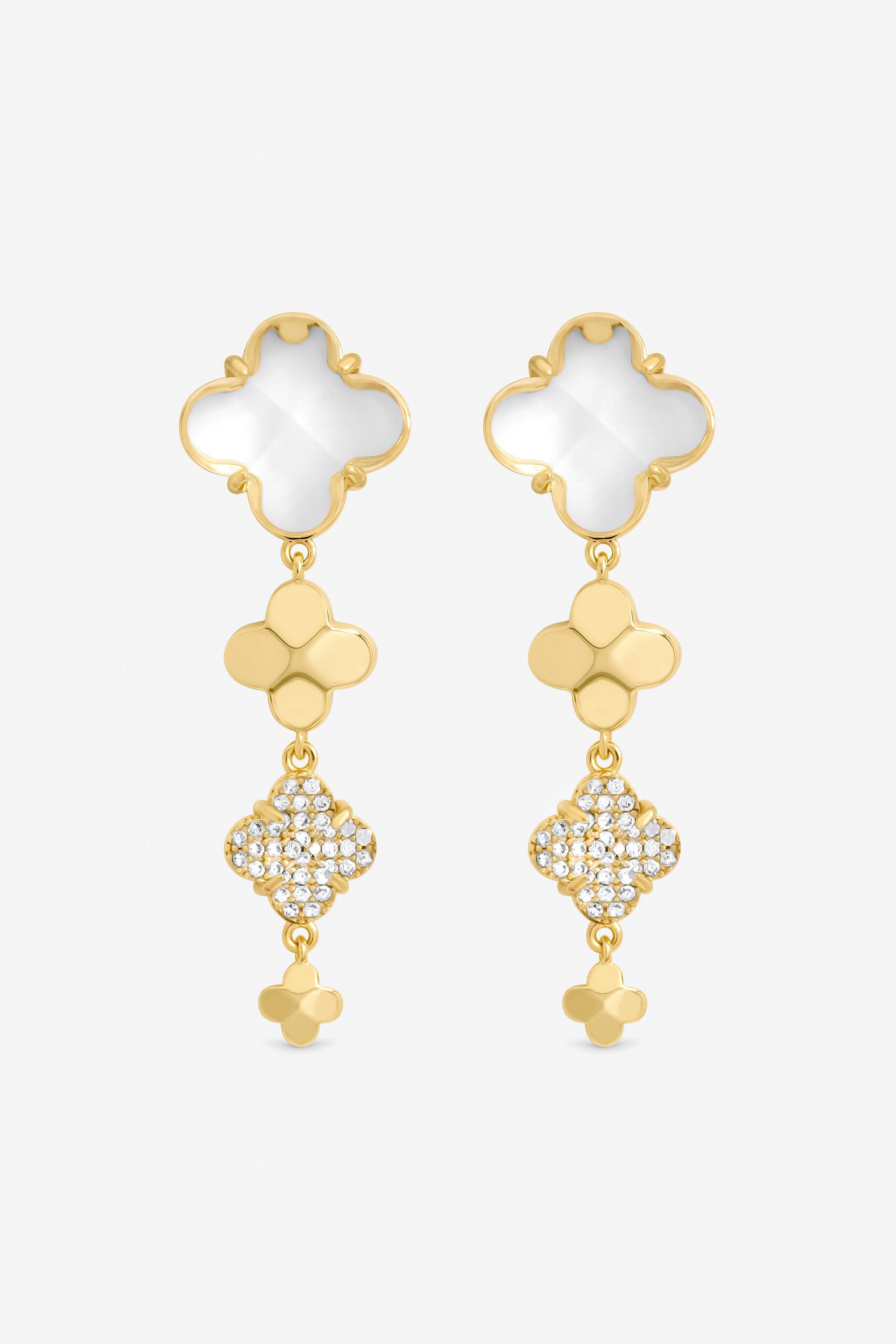 Jon Richard Gold Polished and Crystal Clover Earrings