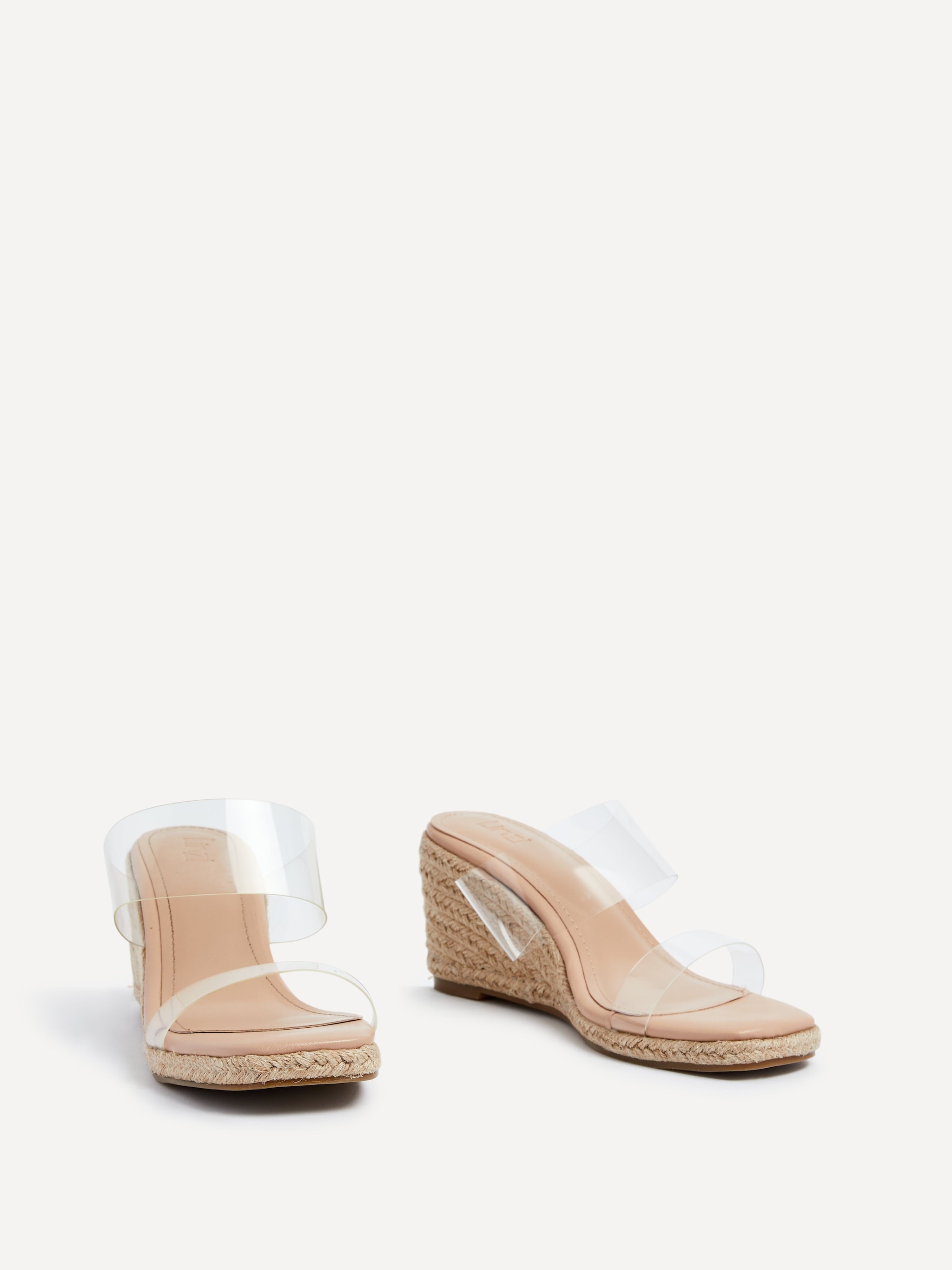 Linzi Amani Nude Perspex Double Strap Rope Wedge image 3