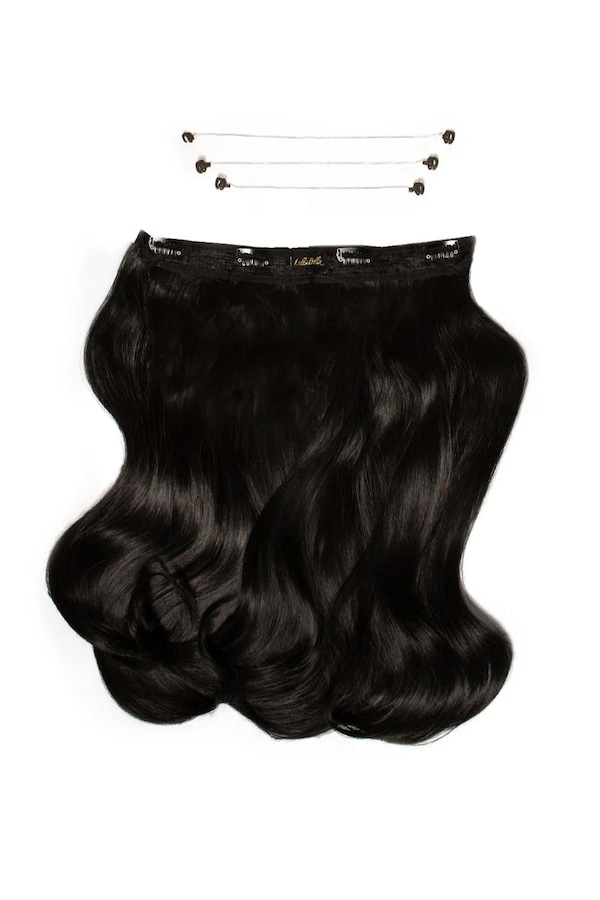 Lullabellz 18" 1 Piece Hidden Halo Blow Dry Hair Extensions Natural Black