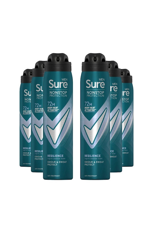 Sure Men Resilience 'Deodorant Spray' w/ 72H Nonstop Protection 250ml, 6pk