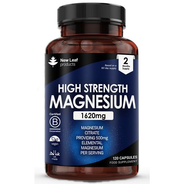 New leaf health Magnesium Citrate 1620mg 120 High Strength & High Absorption Capsules, Bones Muscle & Sleep Support image 1