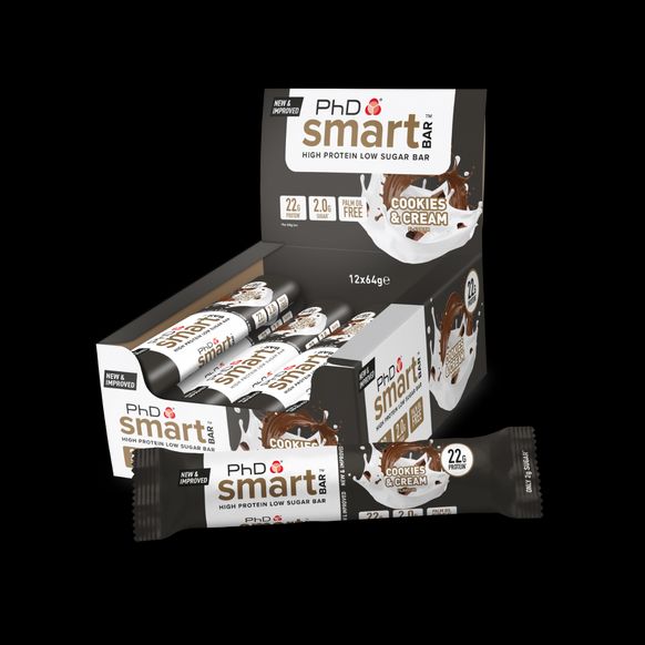 PhD Nutrition Smart Bar HFSS Cookies & Cream 64g Protein Bar - 12 Pack image 1
