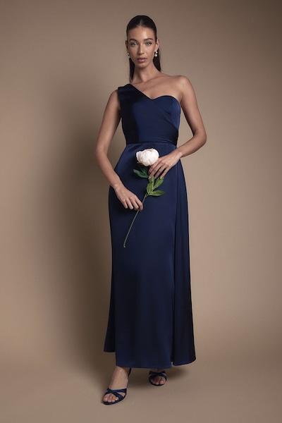 Coast One Shoulder Wrap Bodice Maxi Bridesmaid Dress Navy