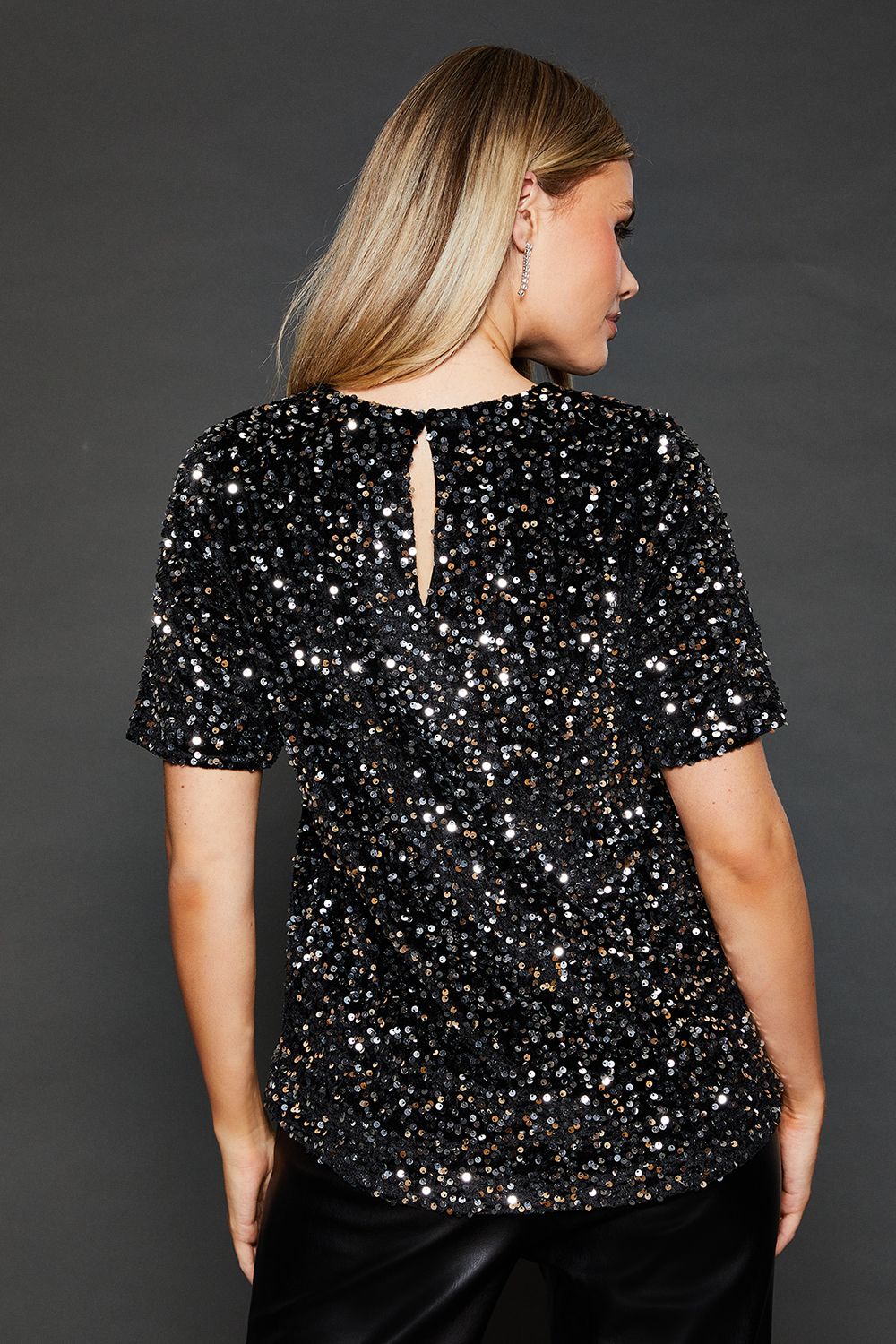 Dorothy Perkins Sequin T-shirt Silver image 3
