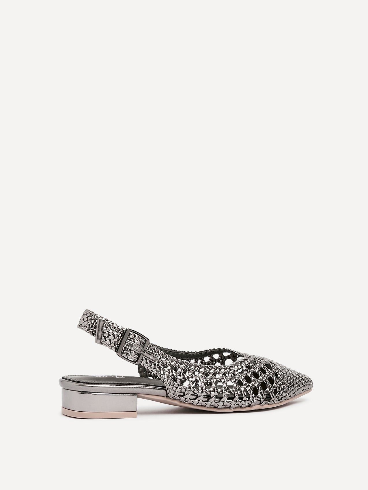 Linzi Carolina Pewter Faux Leather Woven Ballet Flats image 5