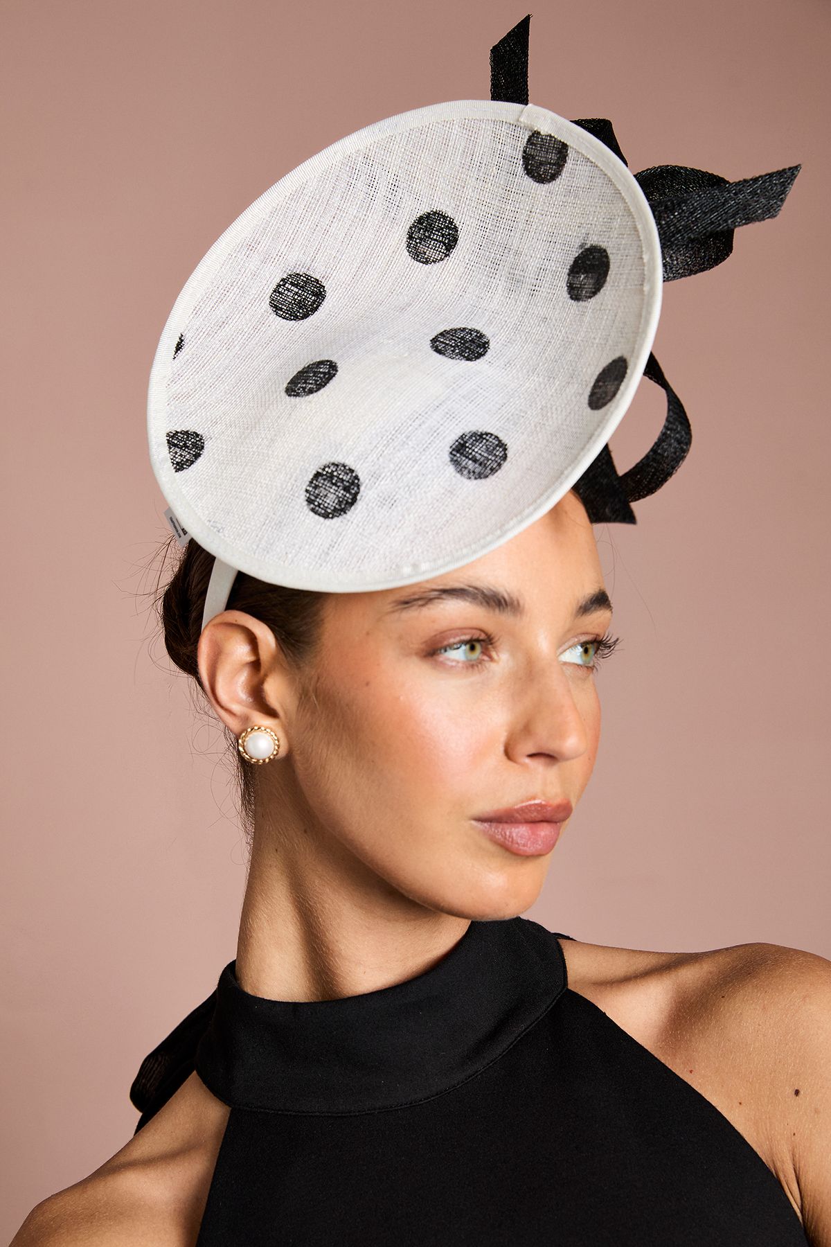 Coast Lisa Tan Printed Spot Disc And Loop Fascinator Mono