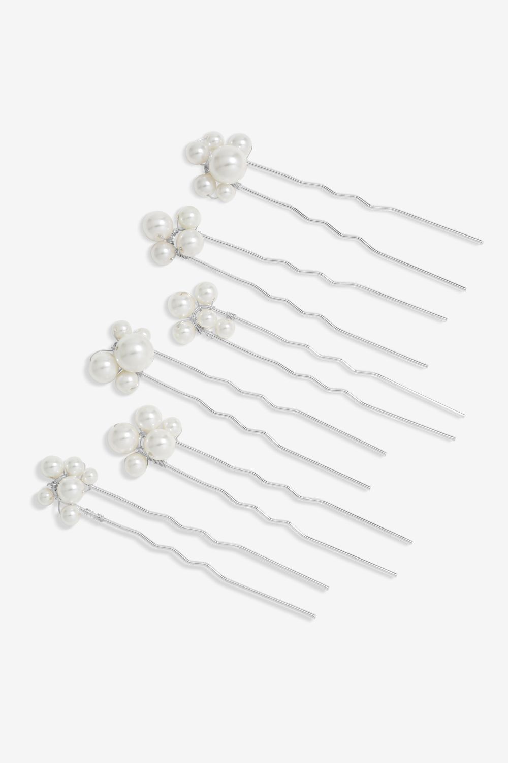 Jon Richard Silver Plated Graduated Pearl Hair Slides - Pack Of 6