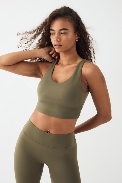 DSGN Studio DSGN Studio Ultra Sculpt Longline Plunge Sports Bra Olive