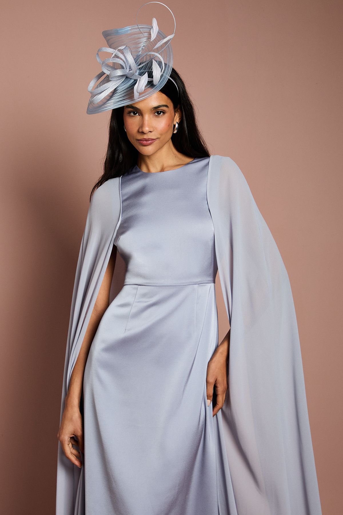 Coast Sleeveless Crepe Maxi Dress With Chiffon Cape Pale Blue image 2