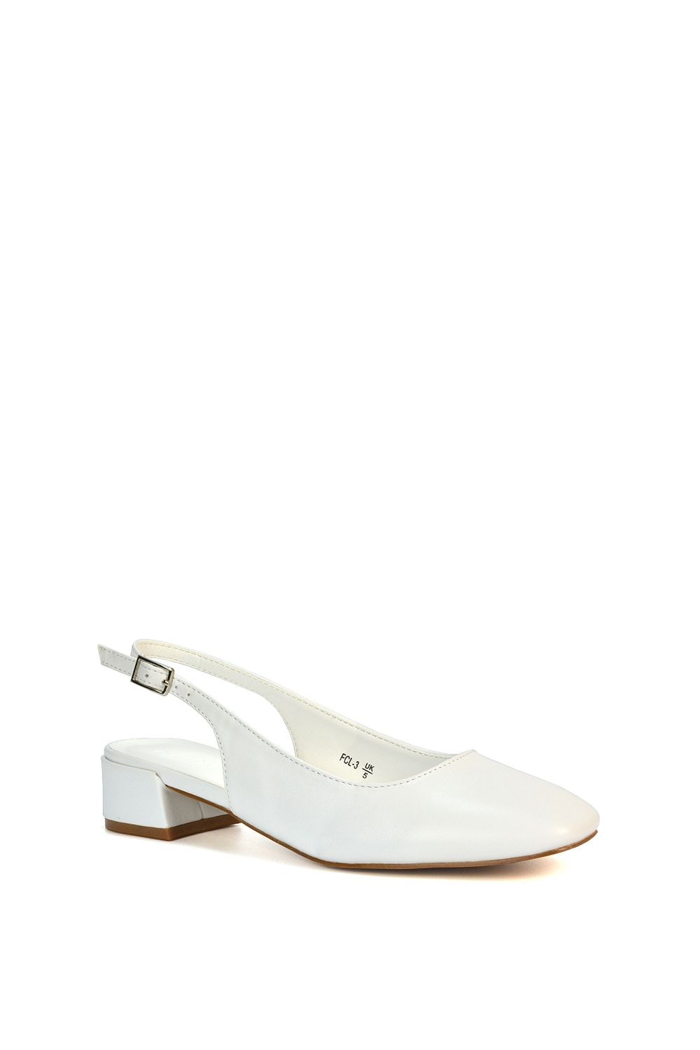 XY London 'Jilly' Square Toe Slingback Low Block Heel Court Shoes image 2