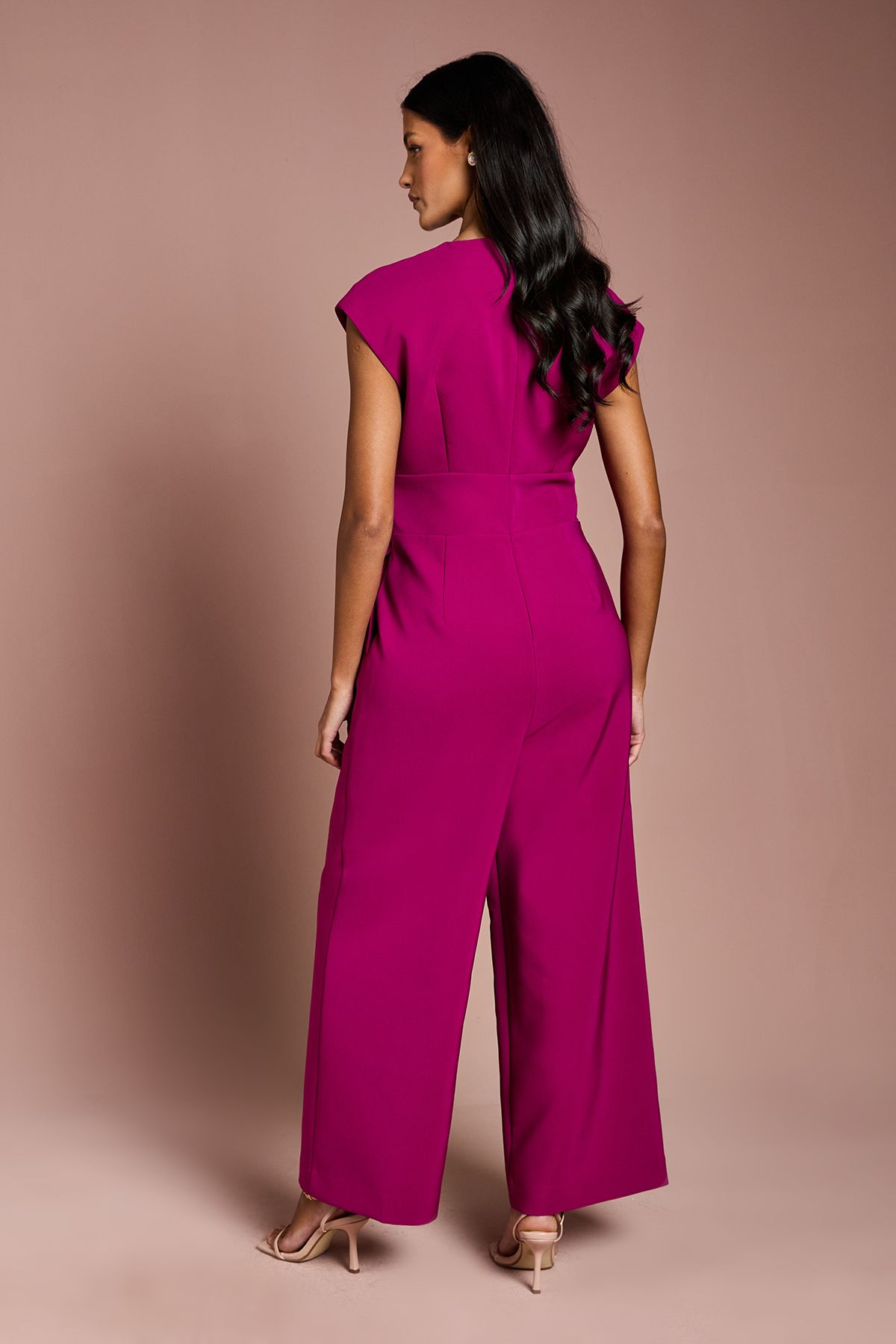Coast Petite Belted Crepe Jumpsuit Berry image 3