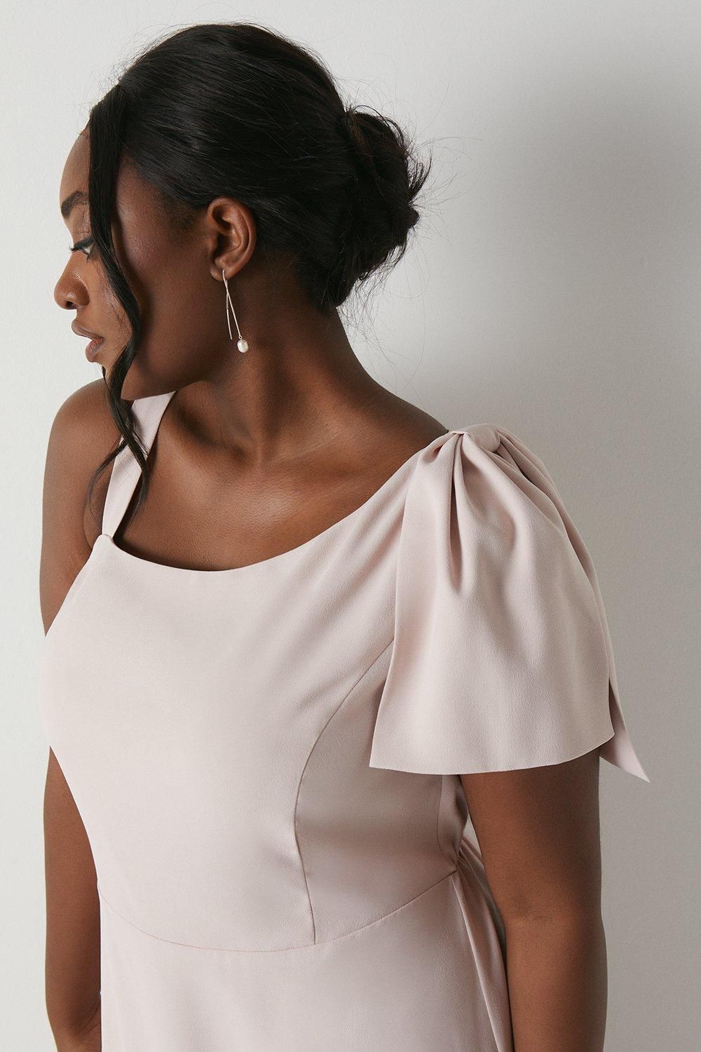 Coast Plus Size Bow One Shoulder Bridesmaid Maxi Dress Blush image 5