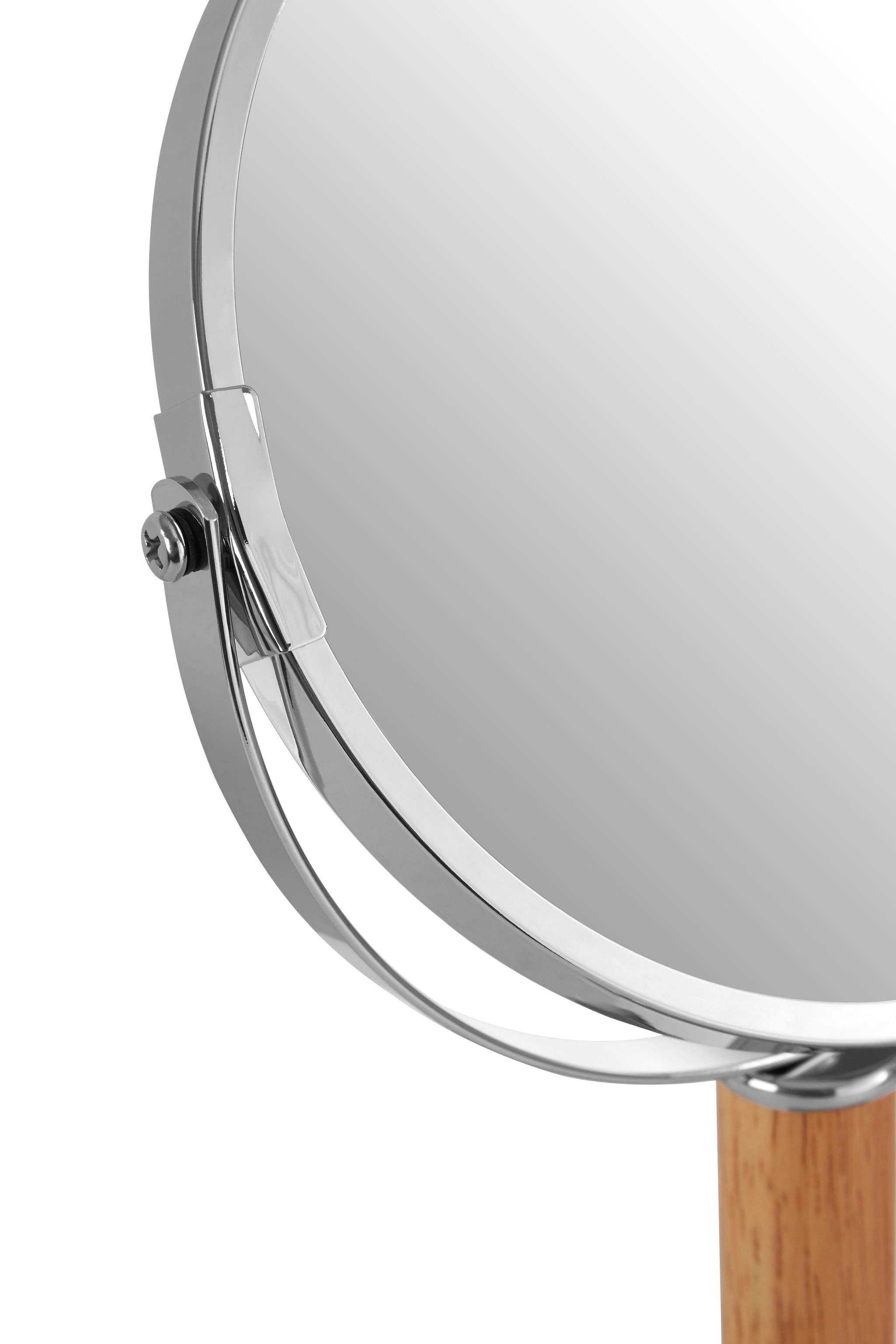 Orsina Iron and Rubberwood Table Mirror, Durable 33x15cm Swivel Vanity Mirror, Chrome Frame image 4