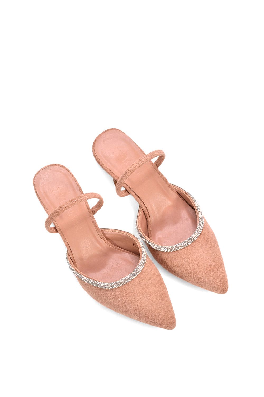 XY London 'Carlene' Diamante Trim Pointed Toe Mid Stiletto Heel Court Heels image 6