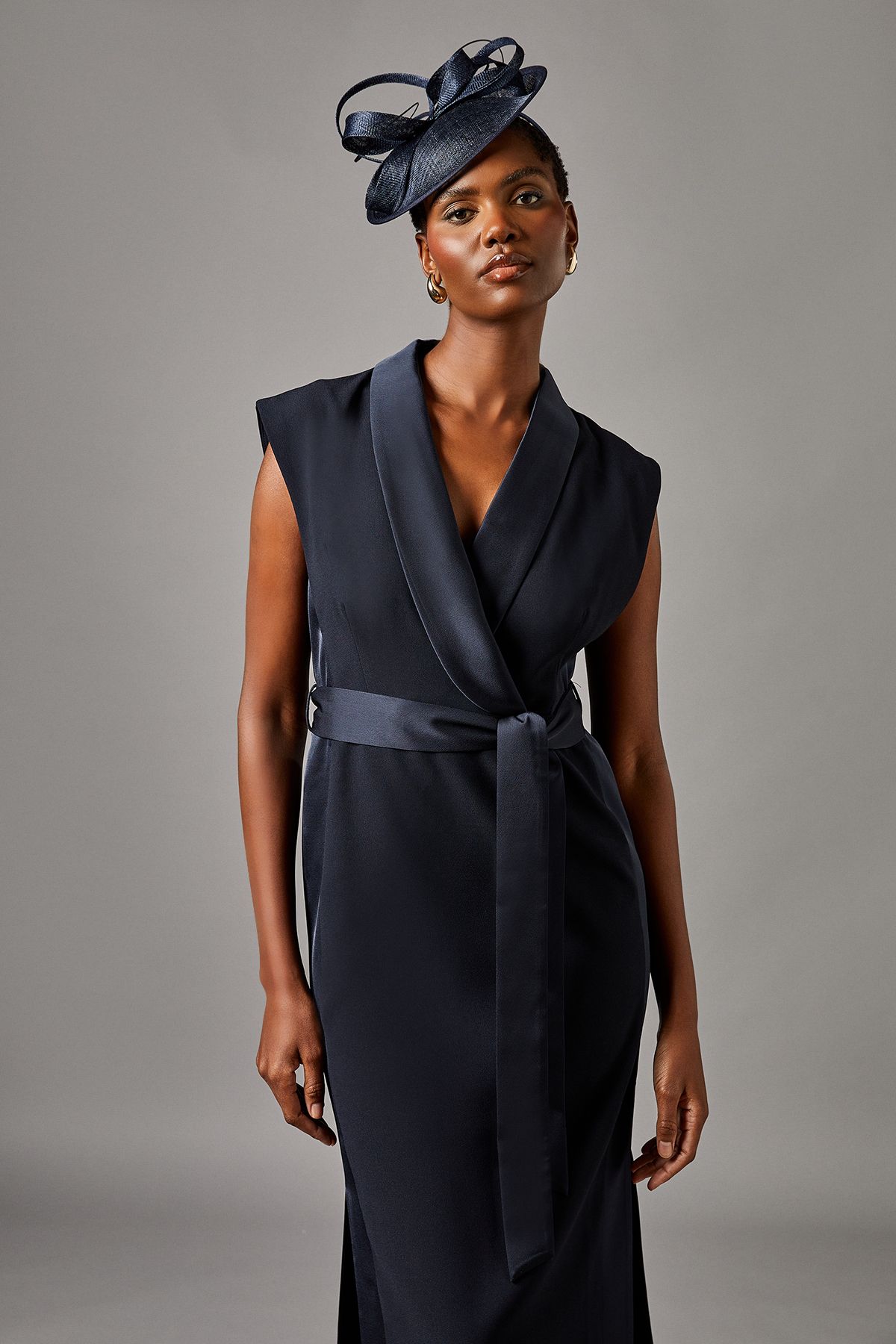 Coast Tux Satin Dress Navy image 2