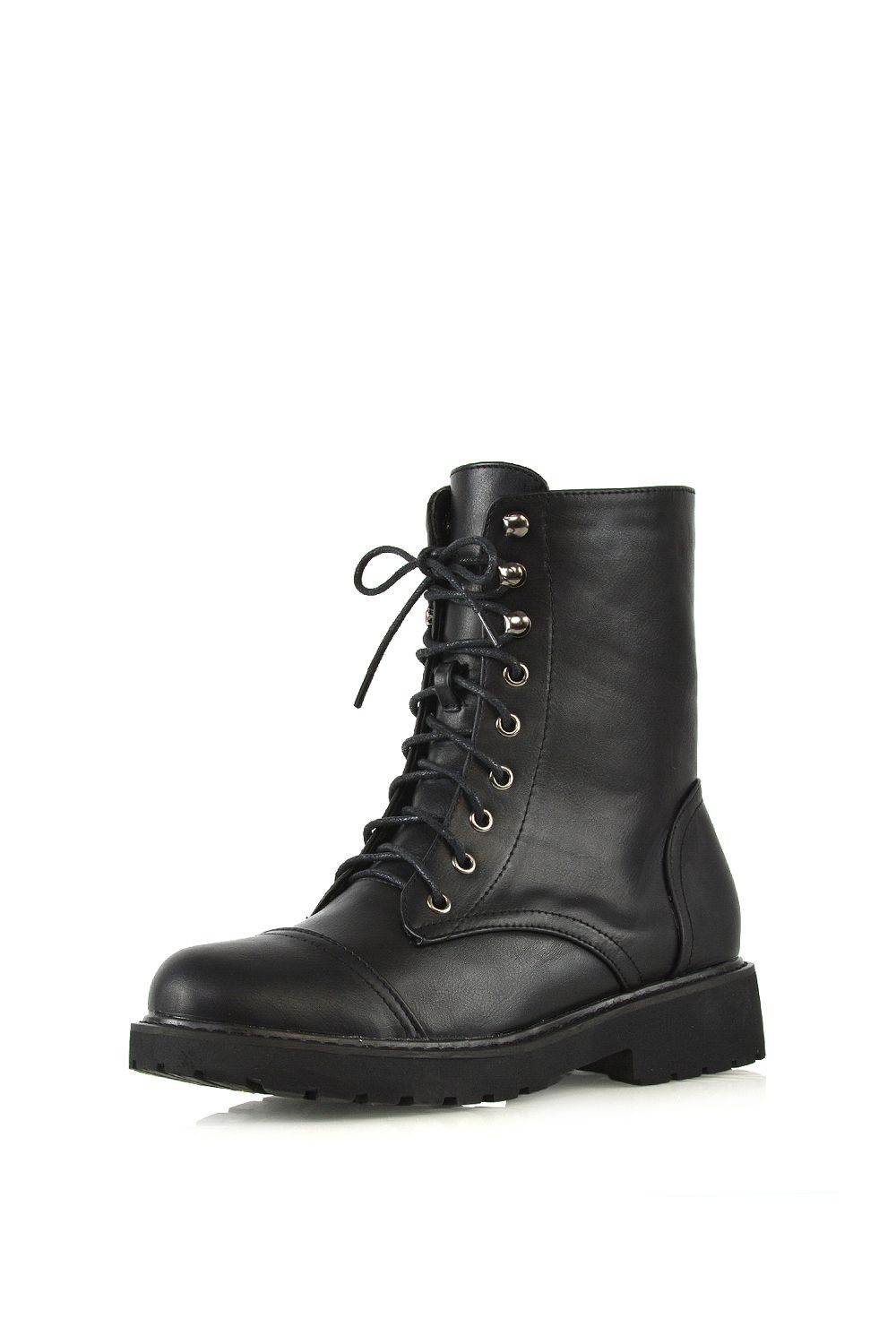 XY London 'River' Lace Up Military Combat Zip-up Flat Ankle Boots image 2