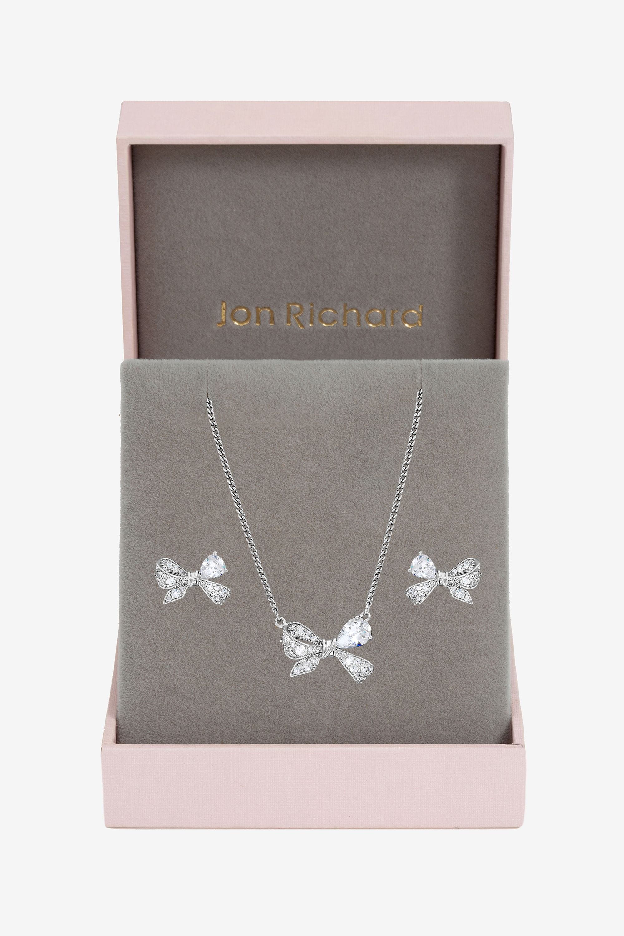 Jon Richard Rhodium Plated Bow Box Set - Gift Box image 1