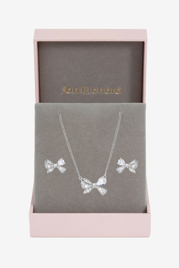 Jon Richard Rhodium Plated Bow Box Set - Gift Box