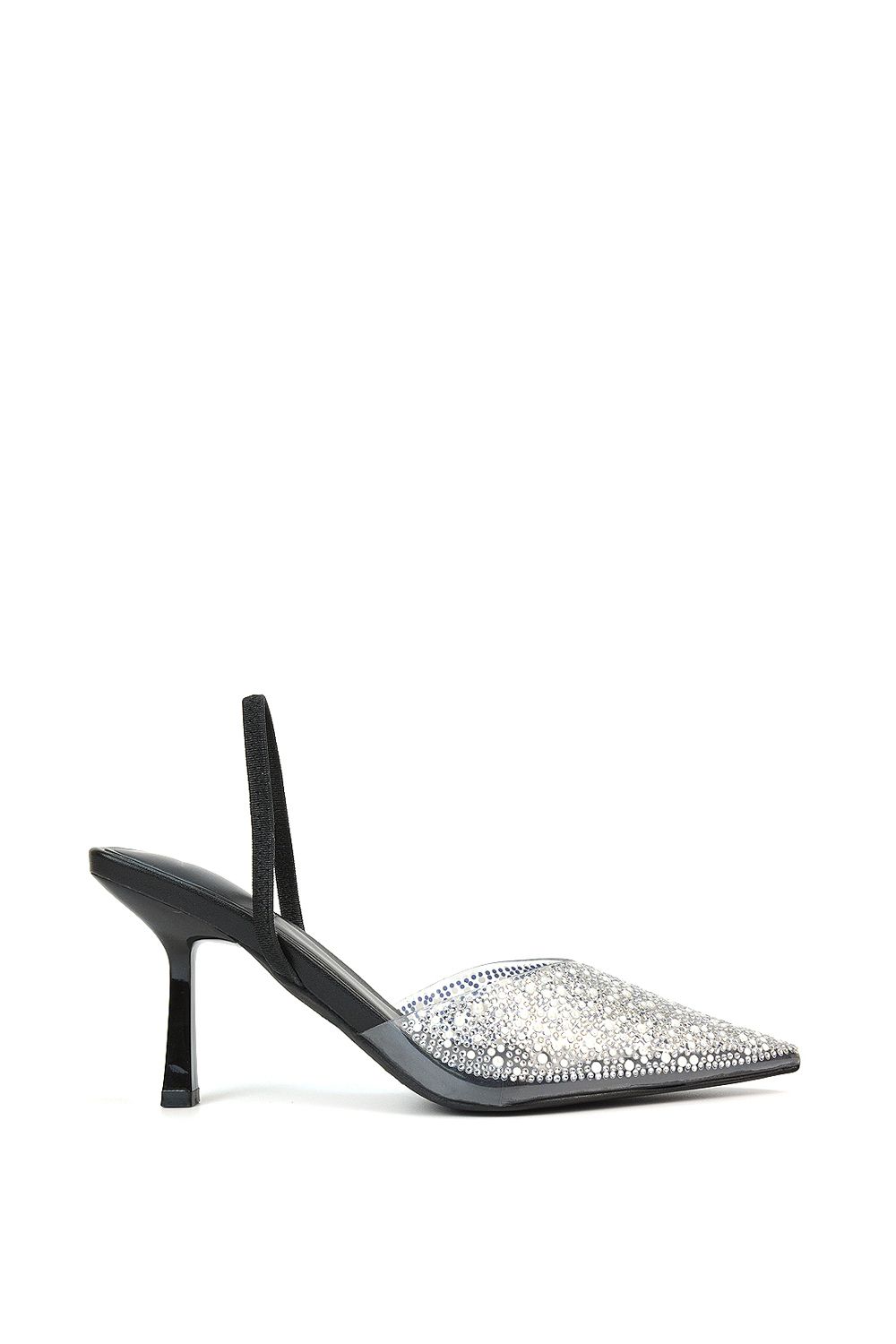 XY London 'Kadie' Perspex Jewel Pointed Toe Court Shoe Sandals With Slingback