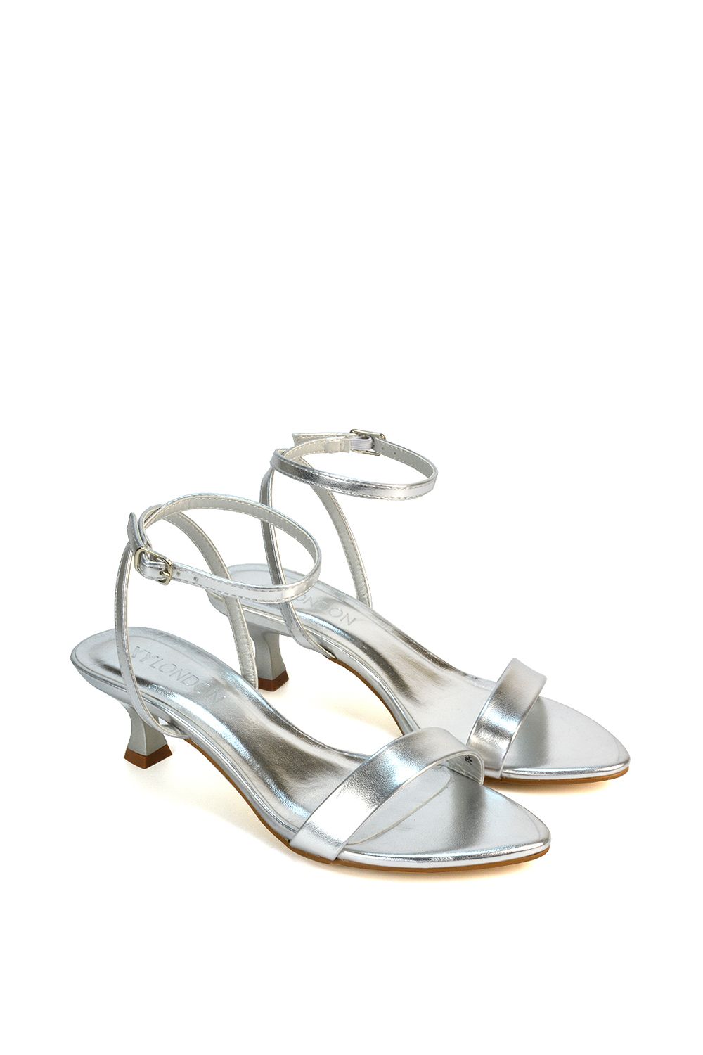 XY London 'Antonia' Kitten Low Heel Strappy Sandal Two Part Heeled Shoes image 5