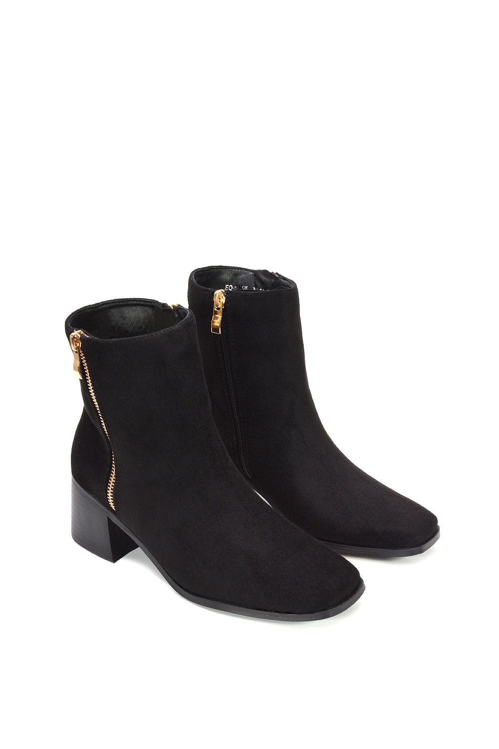 XY London 'Willow' Square Toe Zip Up Mid Block Heel Ankle Booties image 6