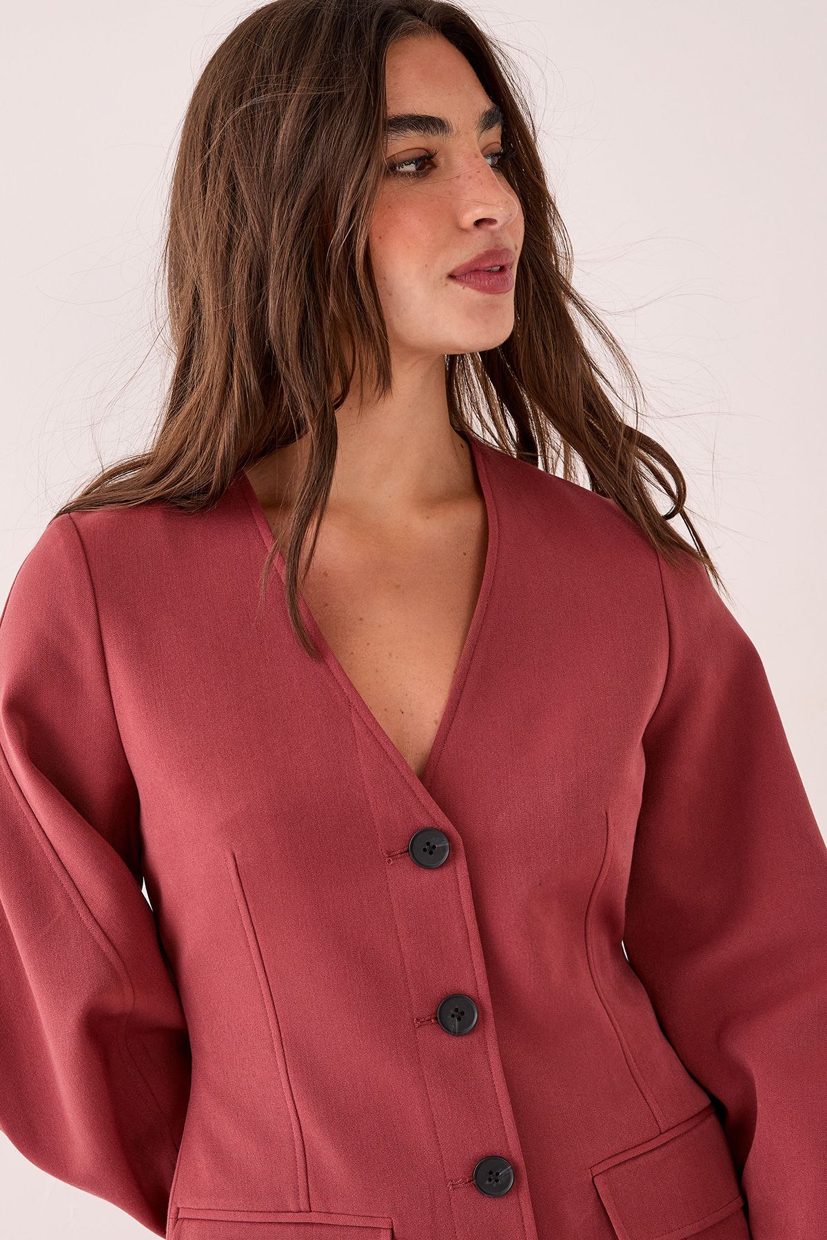 NastyGal Tailored Cocoon Sleeve Button Through Mini Blazer Dress Tobacco image 3