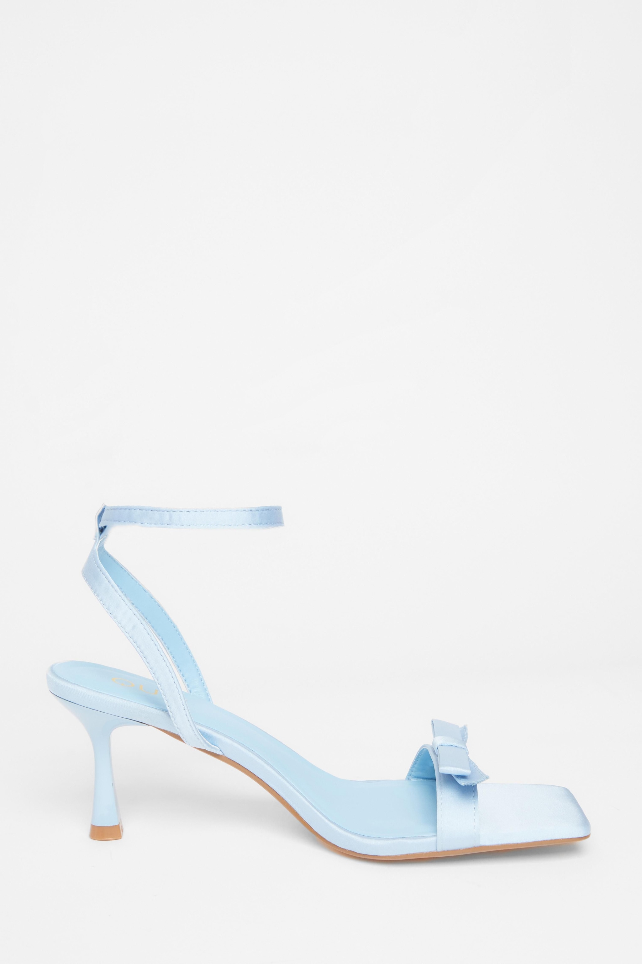 Quiz Blue Satin Bow Heels image 5