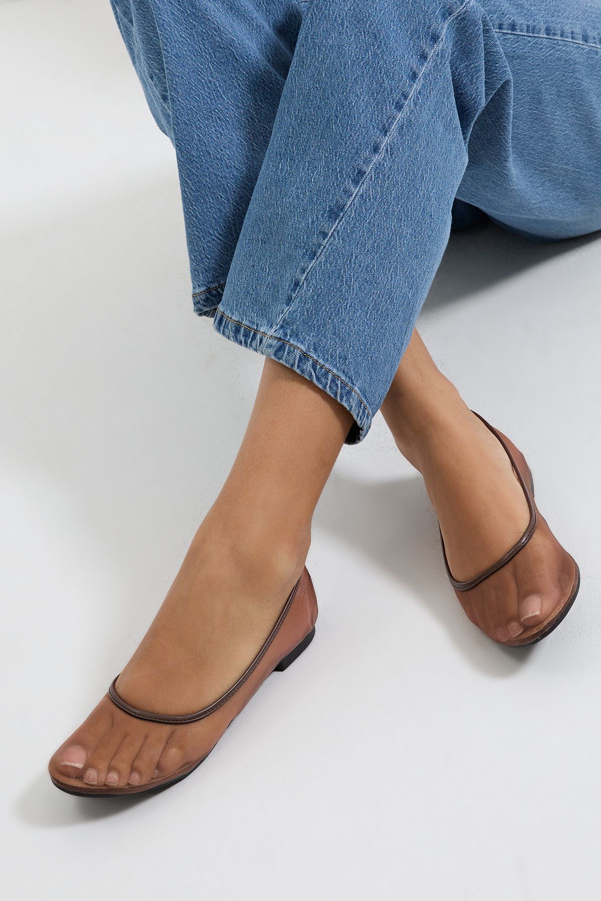 Dorothy Perkins Erica Mesh Ballerinas Chocolate