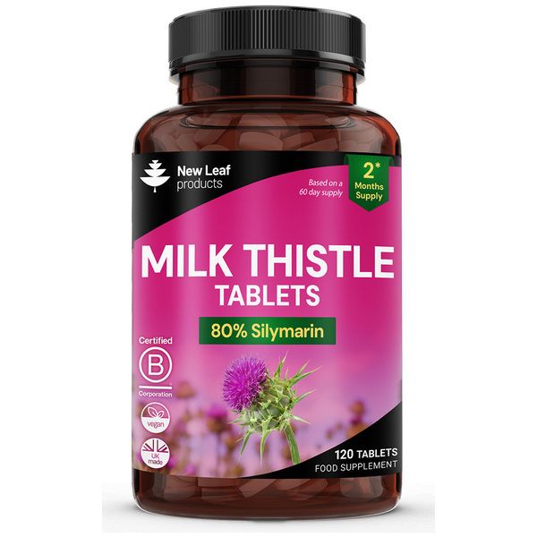 New leaf health Milk Thistle Tablets - 80% Silymarin High Strength - 120 Tablets - Milk Thistle Supplements image 1