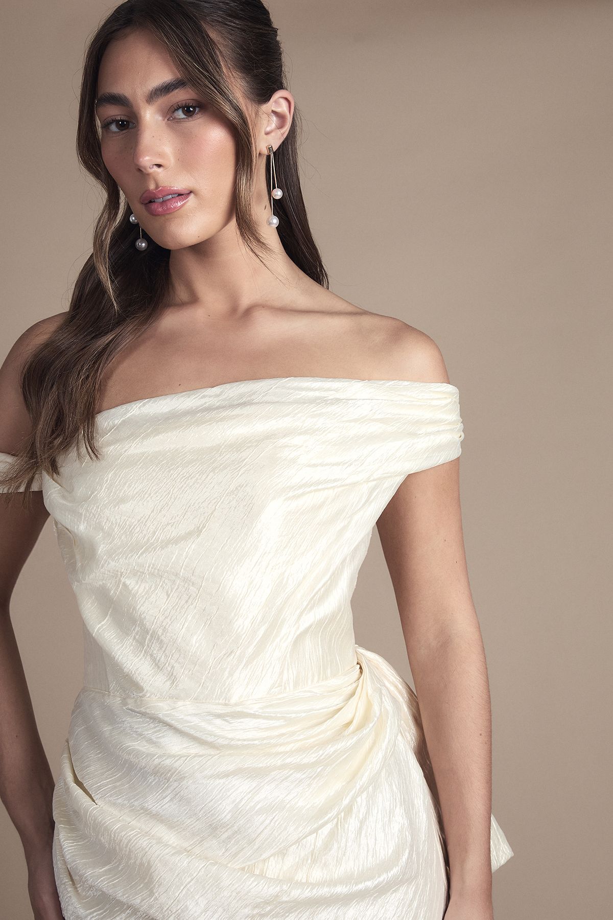 Coast Draped Corset Bow Maxi Wedding Dress Ivory image 4