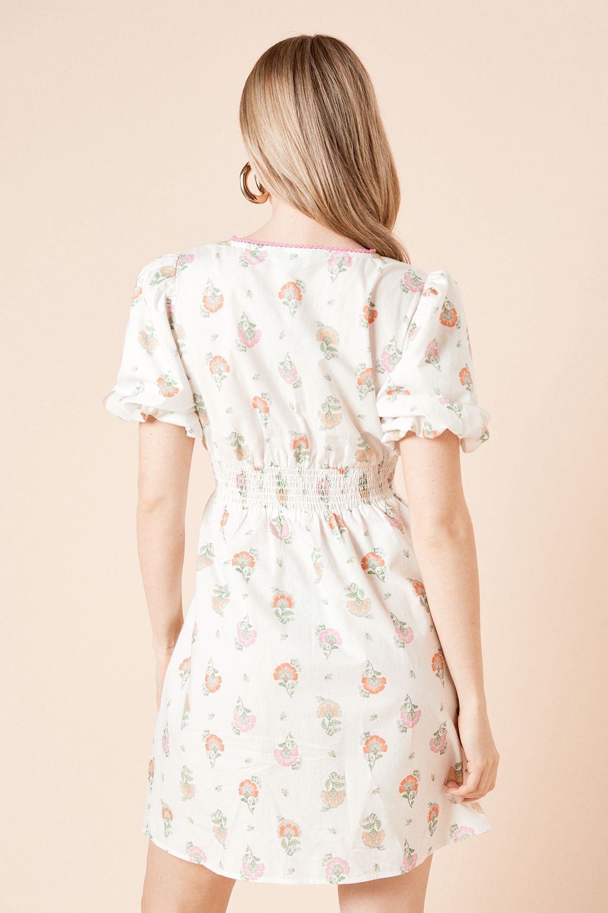 Dorothy Perkins Trim Detail Puff Sleeve Mini Dress Floral image 4