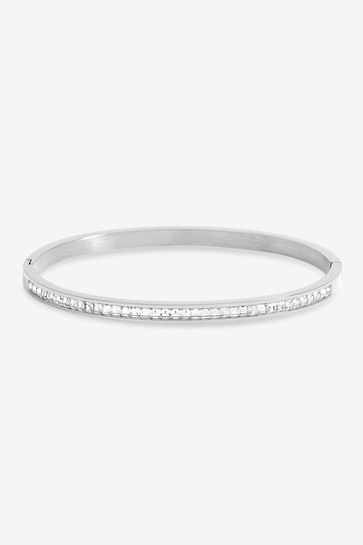 Jon Richard Waterproof Silver Plated Crystal Row Bangle