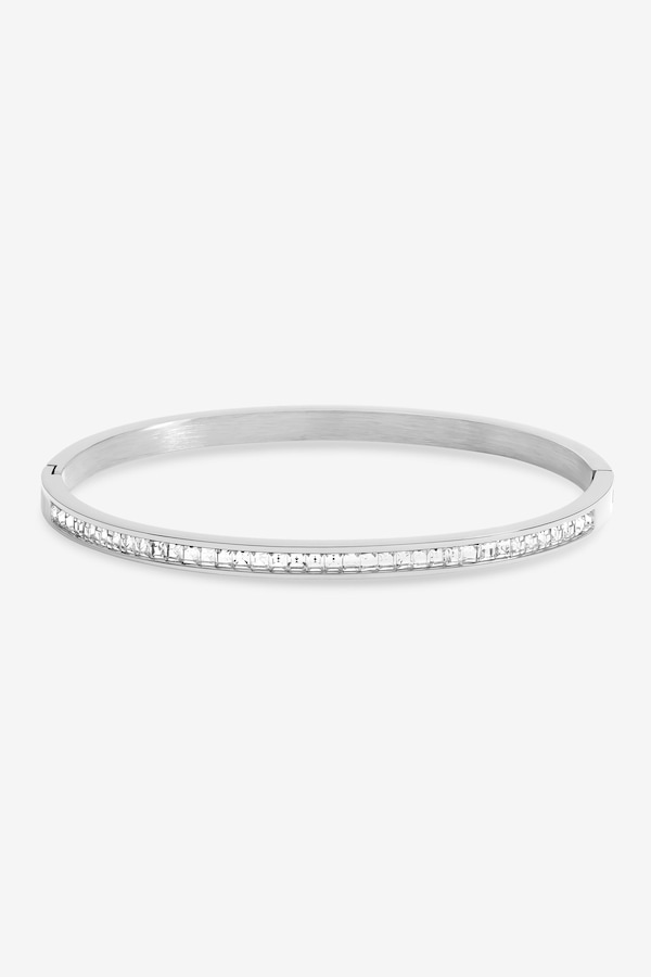 Jon Richard Waterproof Silver Plated Crystal Row Bangle