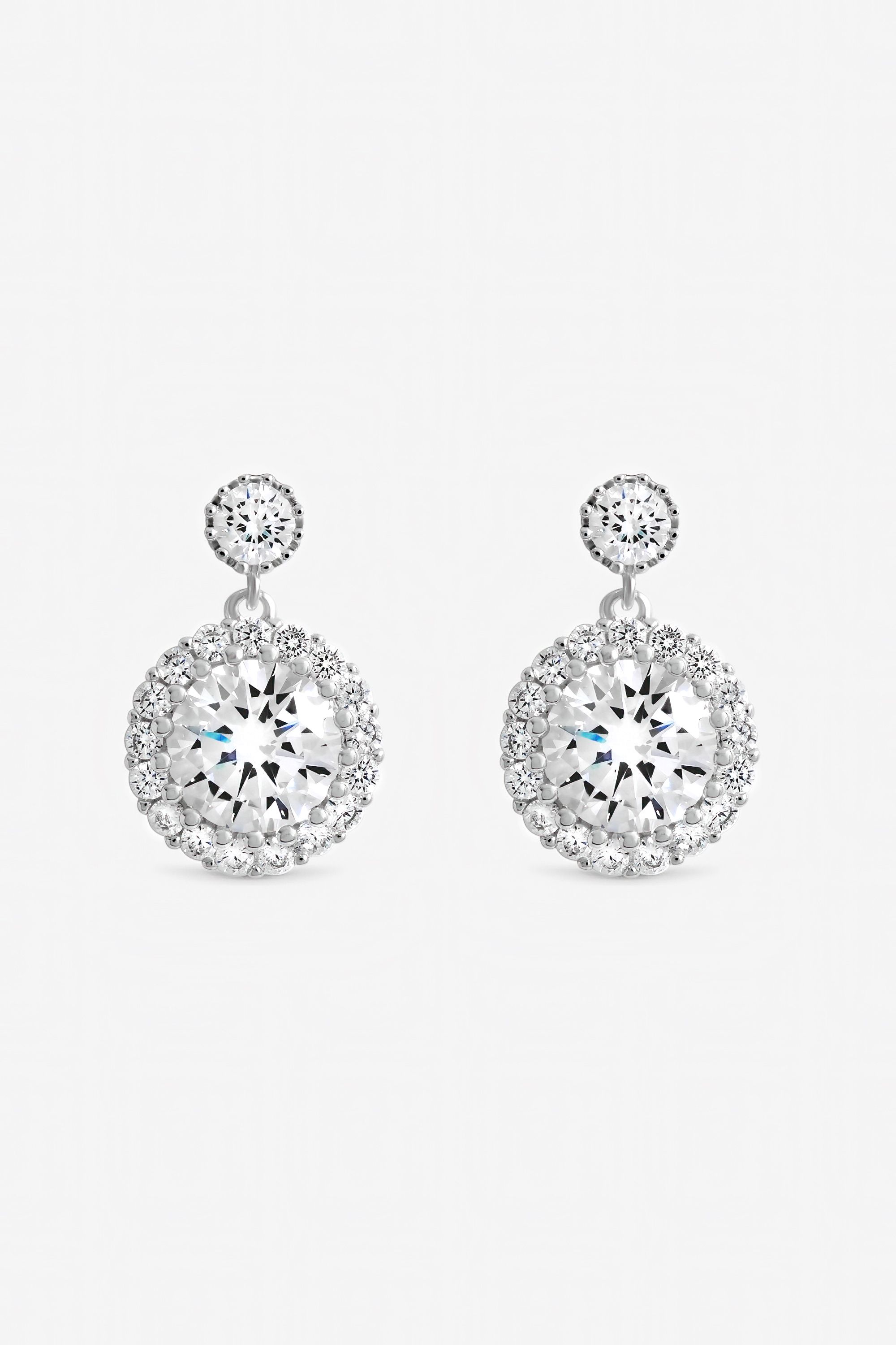 Inicio Sterling Silver Plated Cubic Zirconia Halo Earrings - Gift Pouch