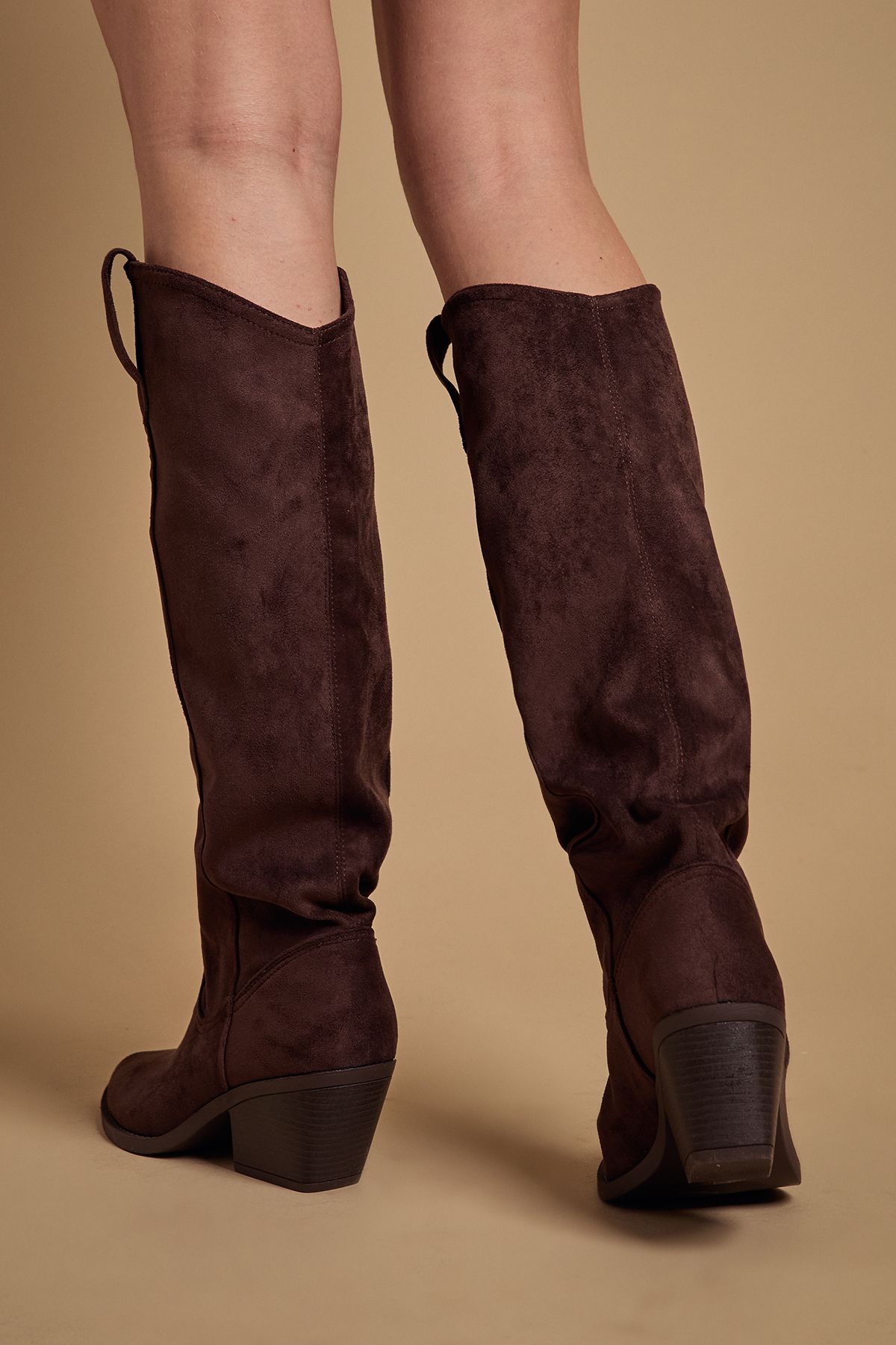 Oasis Winnie Faux Suede Slouch Calf Boots Chocolate image 3