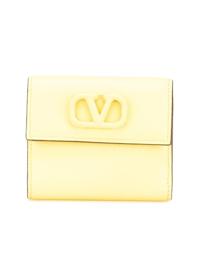 Valentino Preloved Rockstud Mini Wallet Leather Wo - Yellow Short Wallets