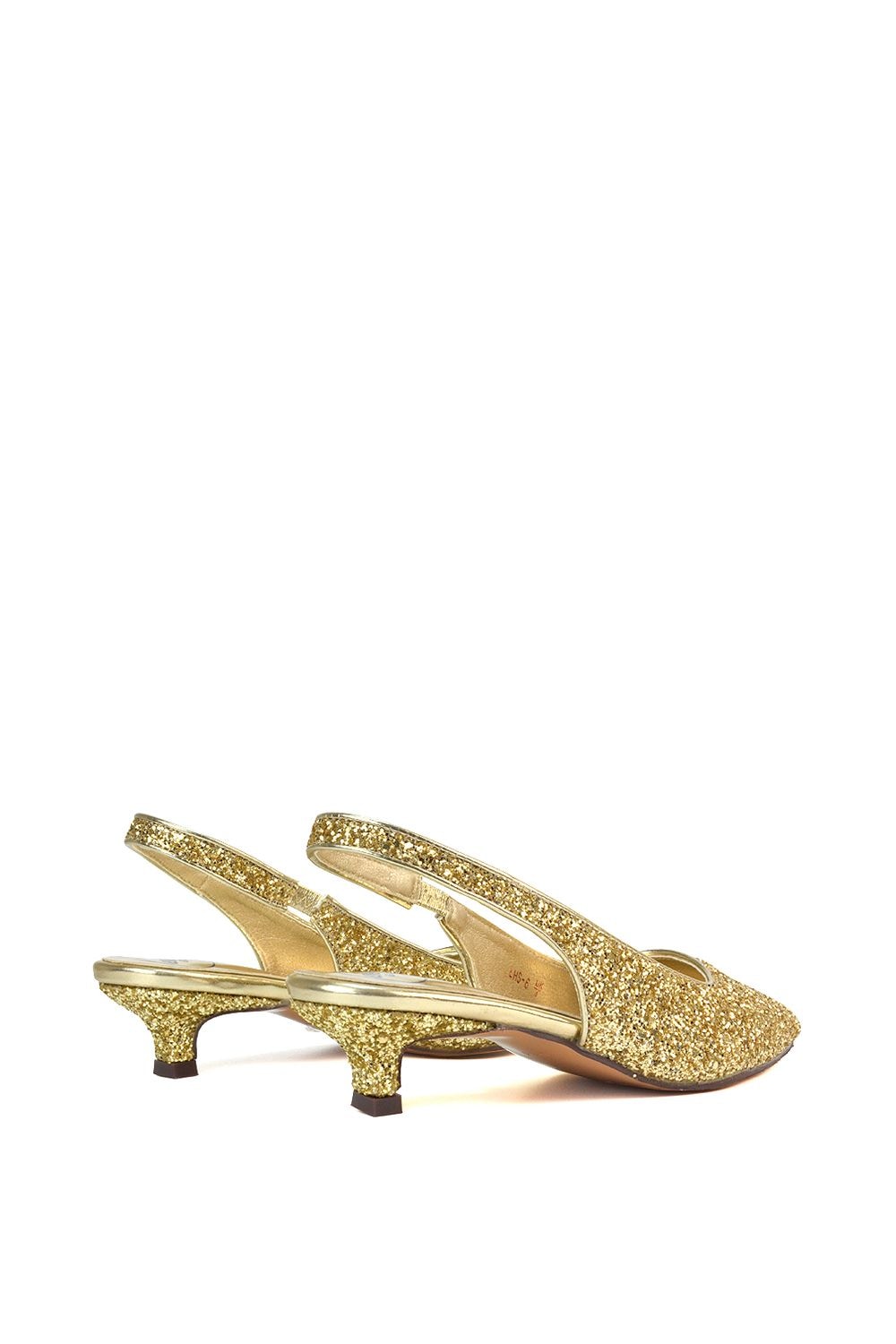 XY London 'Gerri' Pointed Toe Glitter Slingback Kitten Heel Court Shoes image 5