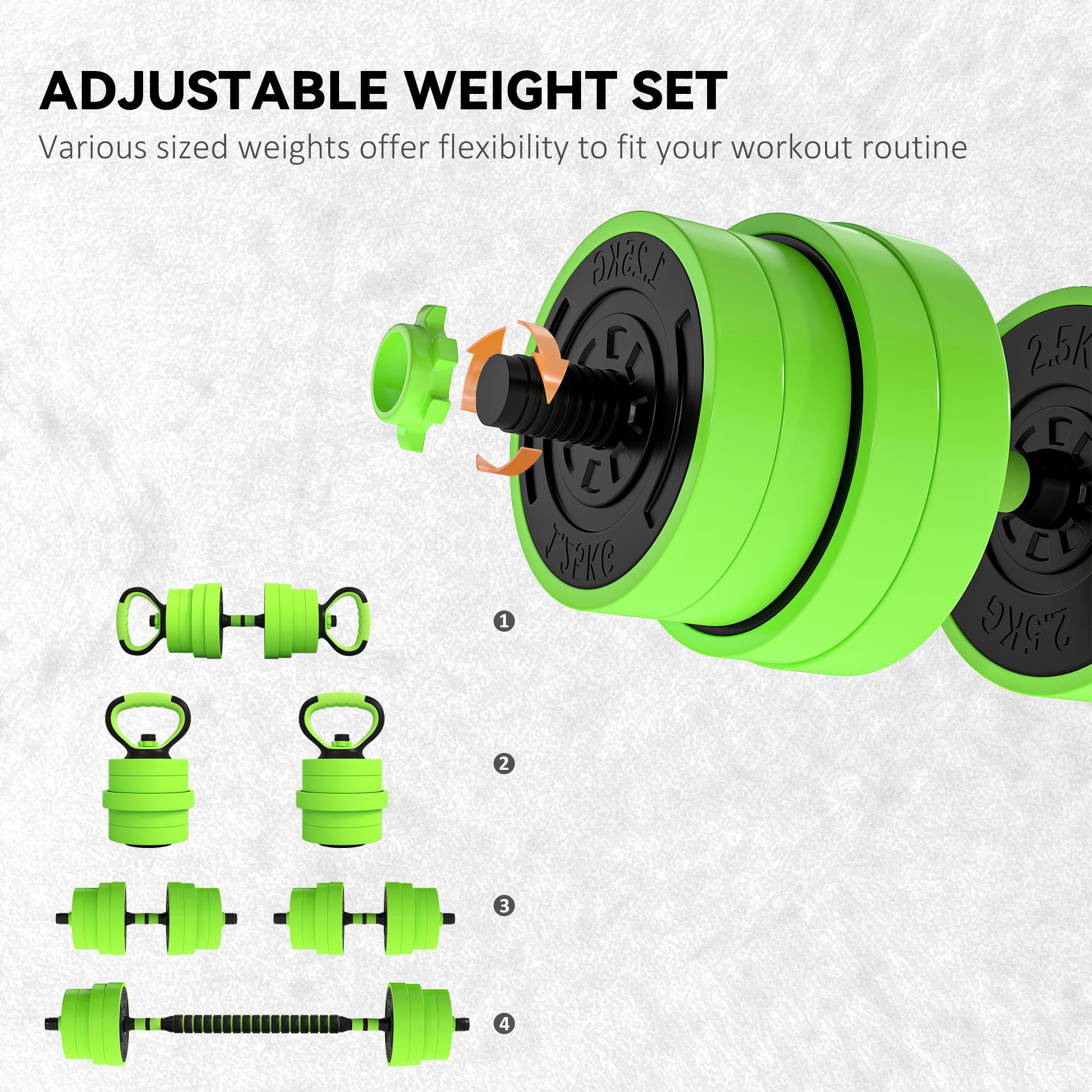 SPORTNOW 4-in-1 Weight Dumbbells Set, Barbell, Kettlebell, Push Up Stand image 6