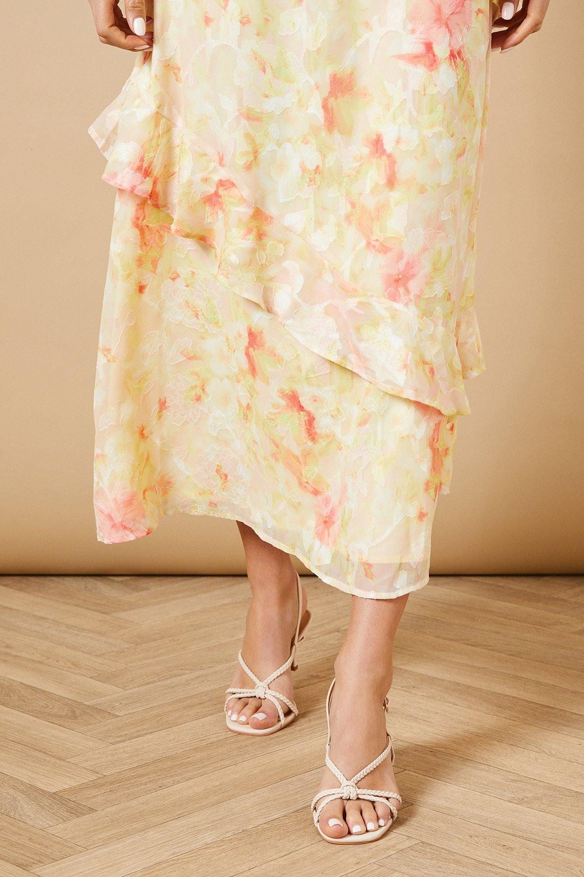 Oasis Mindy Faux Leather Plaited Kitten Heeled Sling Back Sandals Beige image 2