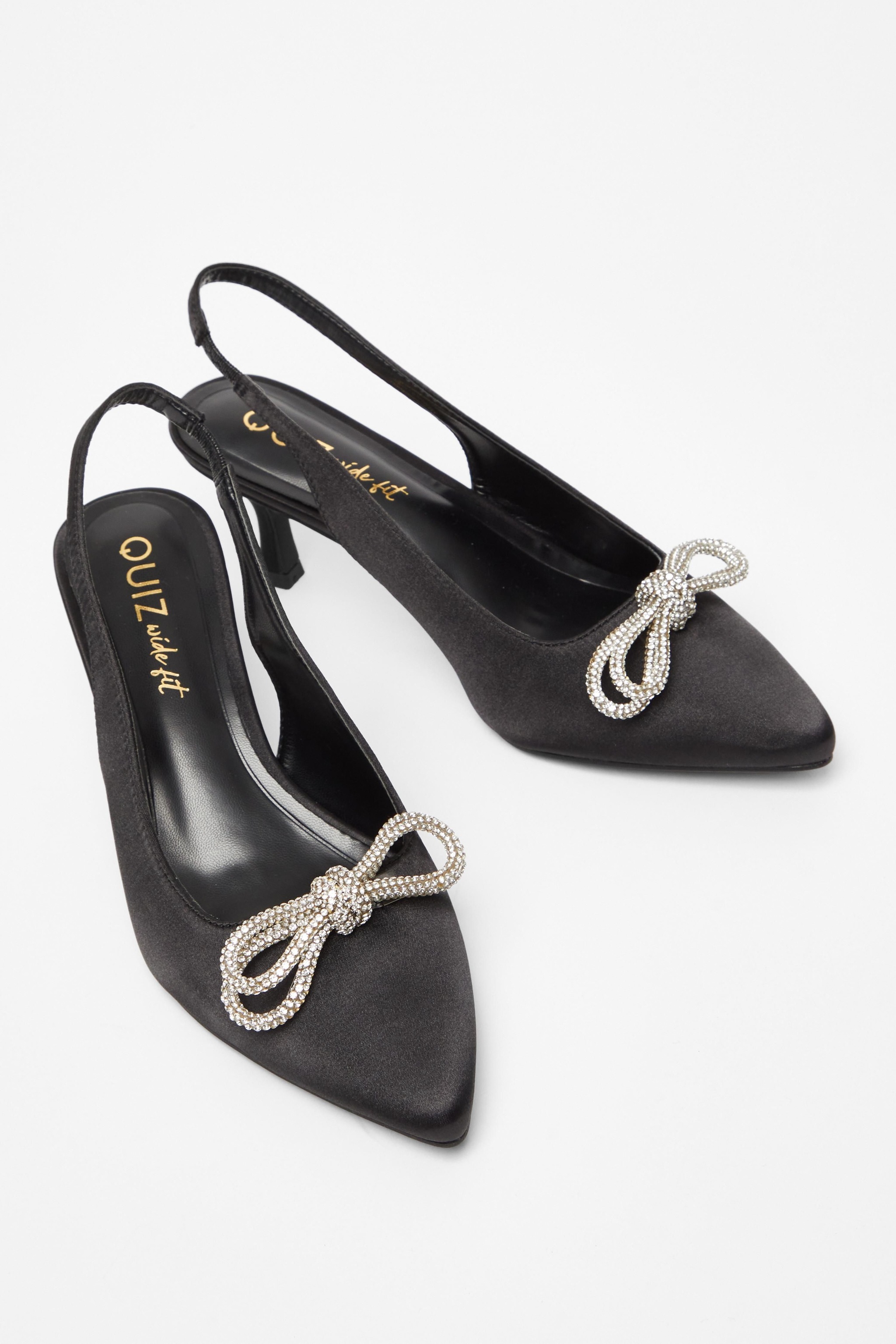 Quiz Black Wide Fit Slingback Court Heels image 2