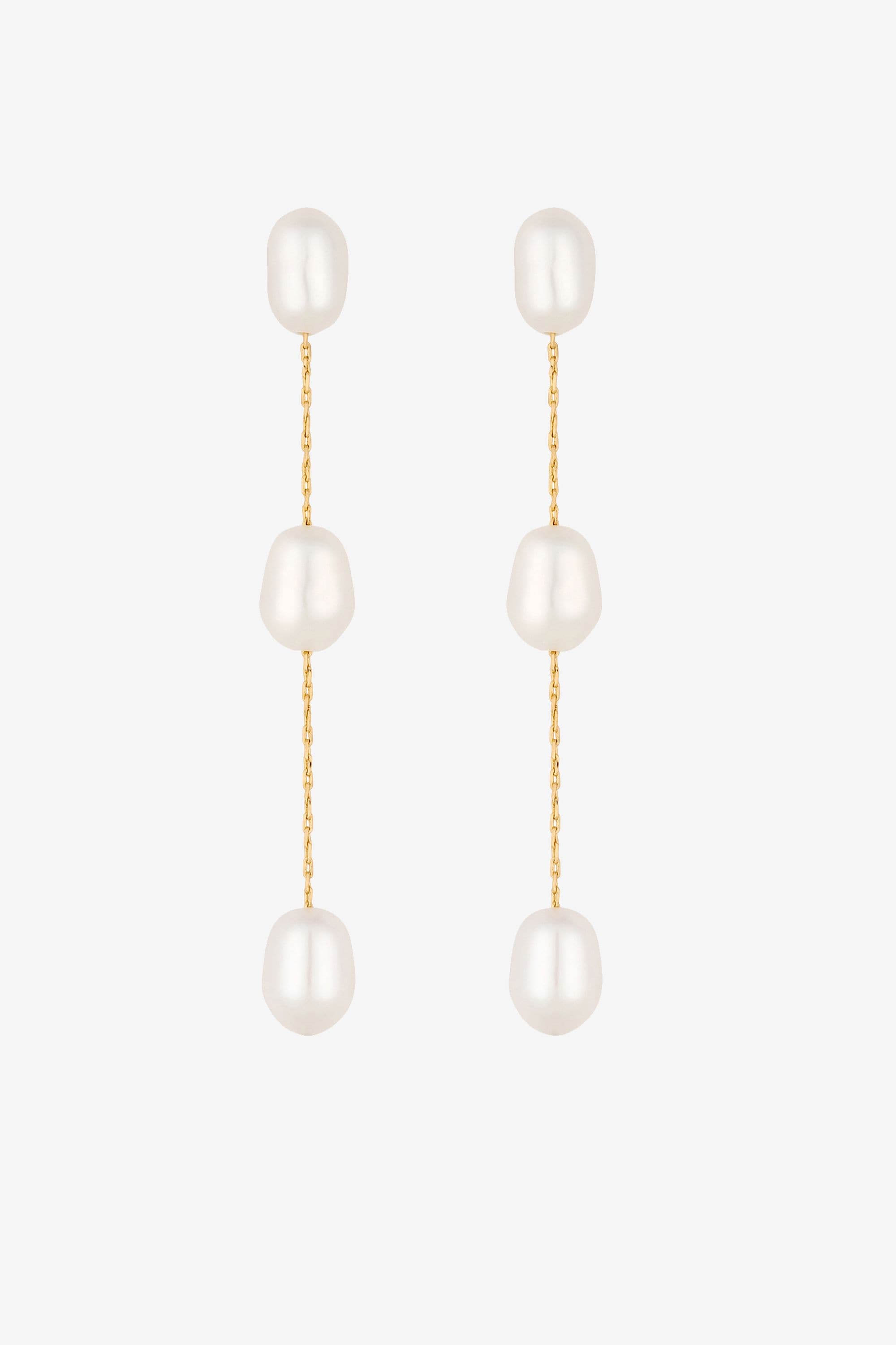 Jon Richard Gold Plated Fine Chain and Fresh Water Pearl Earrings image 1