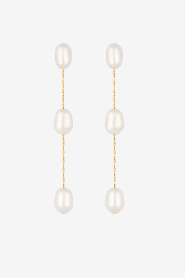 Jon Richard Gold Plated Fine Chain and Fresh Water Pearl Earrings