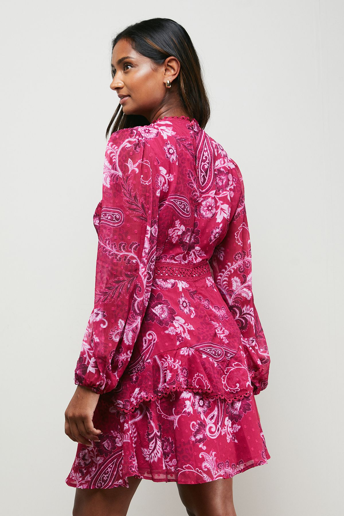 Oasis Ruffle Trim Mini Dress Multi image 3