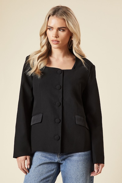 Dorothy Perkins Petite Satin Sweetheart Neckline Jacket Black