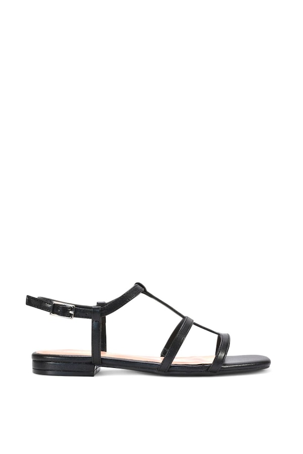 XY London 'Danielle' Flat Strappy Caged Square Toe Sandals With Buckle