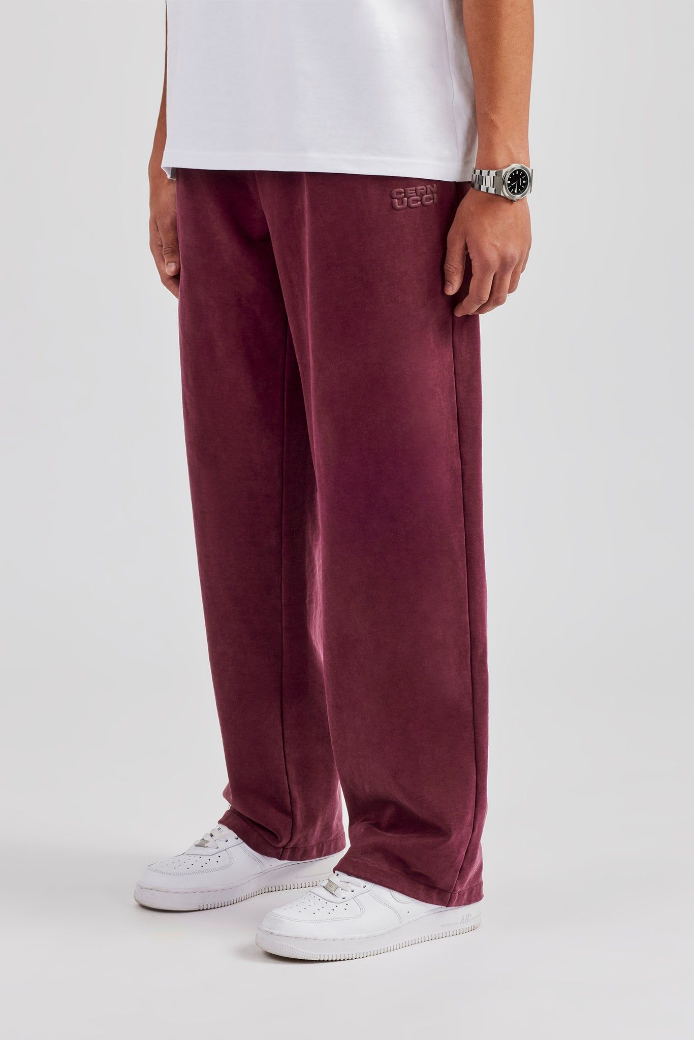 Cernucci Washed Straight Leg Jogger - Burgundy image 1