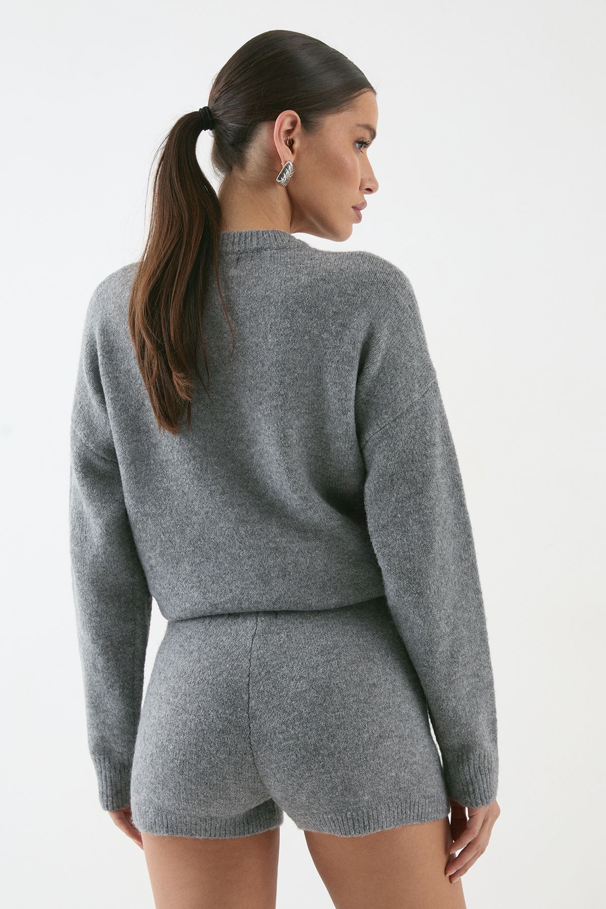 MissPap Brushed Micro Knitted Shorts Grey image 3