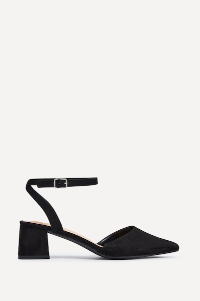 Linzi Suzy Wide Fit Black Faux Suede Court Heel