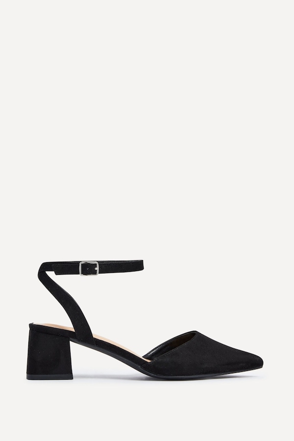 Linzi Suzy Wide Fit Black Faux Suede Court Heel